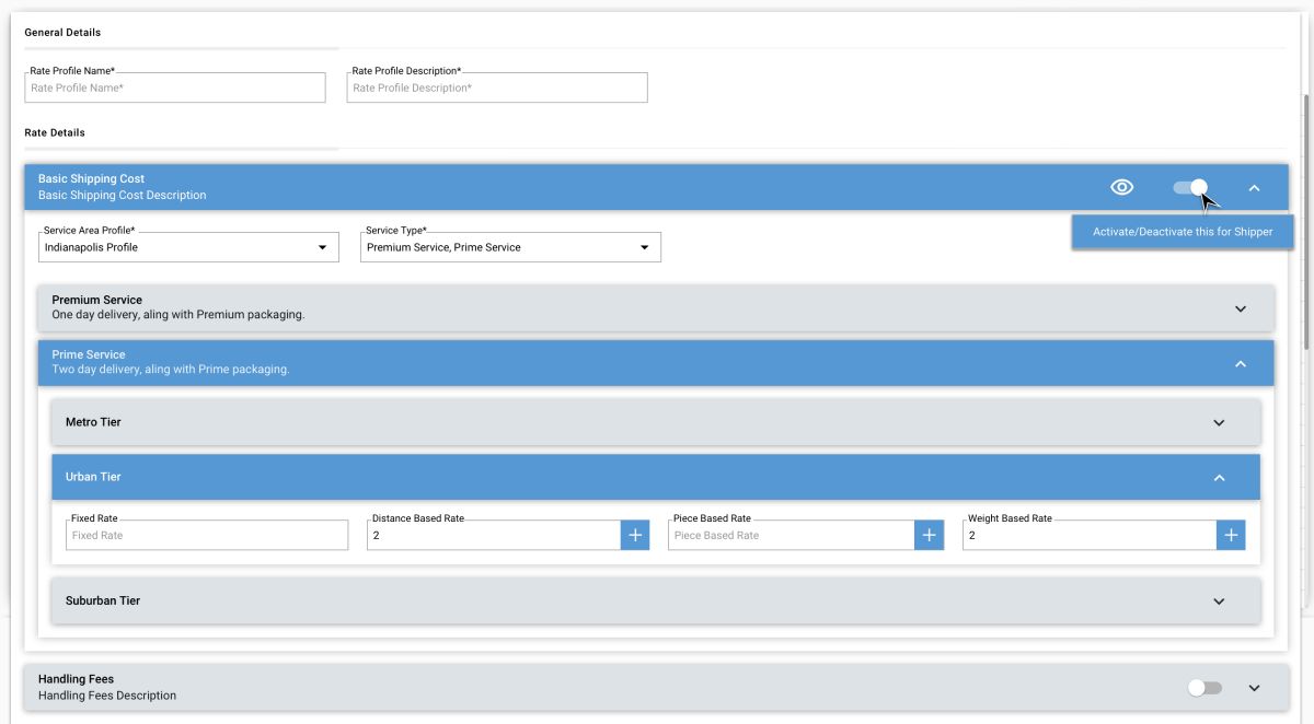 Rate Profile in Transportation Management System